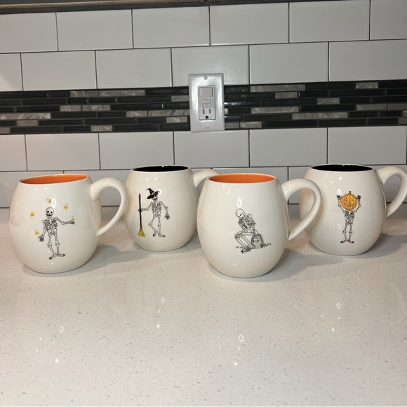 Rae Dunn Other - Rae Dunn Dancing Skeltons Halloween Mugs - Set of 4